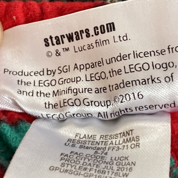 LEGO Star Wars Pajama Bottoms Boys Size M - Picture 5 of 7